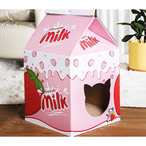 PCTN 고양이 인테리어 스크래쳐 하우스 냥이 스크러치와 집 일체 숨숨하우스, 1개, PCTN 딸기