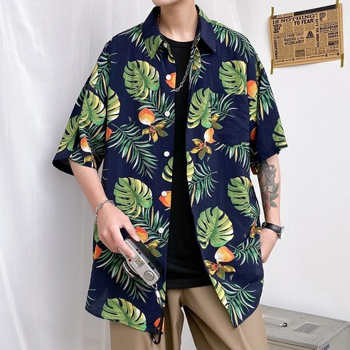 다이나믹피플 남녀공용 여행룩 하와이안 반팔 셔츠 8종