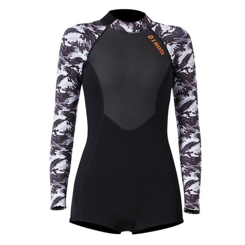 Shorty Womens 잠수복 - 1.5mm 네오프렌 여성용 수영복 다이빙 스노클링 수영 수상 스포츠를 위한 긴 소매 UV 보호, 블랙, XL