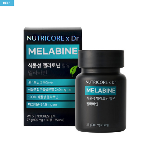 뉴트리코어 식물성 멜라토닌 함유 멜라바인 900mg 스트레스 긴장 완화, 3박스, 30정 멜라토닌영양제 Best Top5