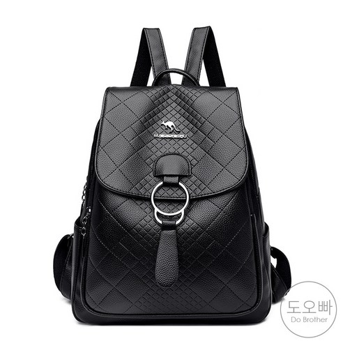 도오빠 우아백 여성 가죽 백팩 배낭 대용량 스퀘어 멀티 포켓 격자 여자백팩 여행 가방