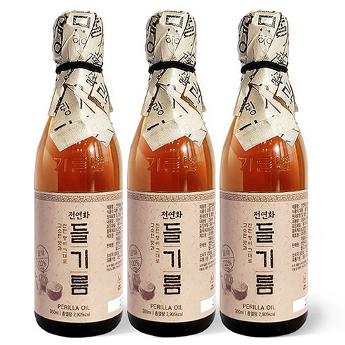 시장쏙 전연화 들기름, 350ml, 3개