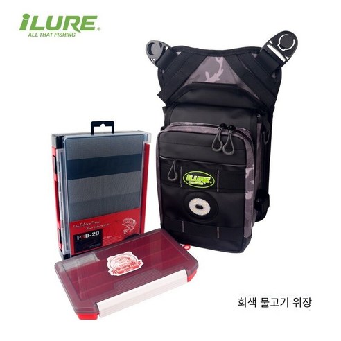 MOHEGIA 낚시 가방 다기능 루야 가방 대각선 가방 허리 가방 다리 가방 방수 낚시 가방 보조 가방, 회색 물고기 위장