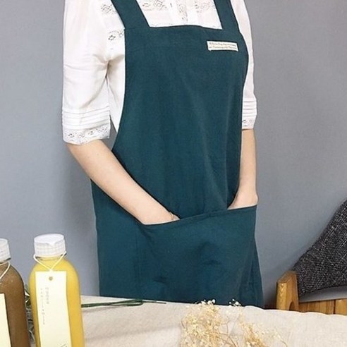주네 X자형 기본 앞치마, 다크그린
