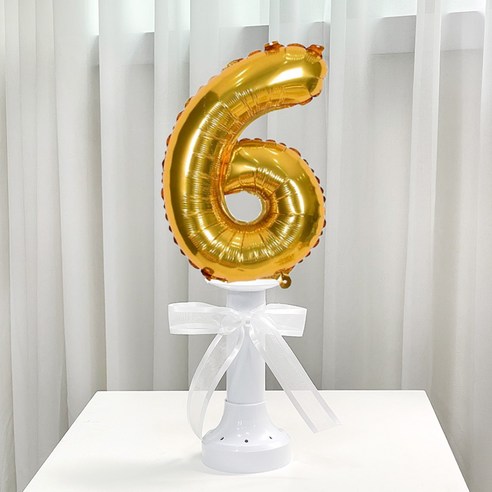 파티앤온 생일 기념일 호일 숫자 스탠딩 풍선, 6, 골드
