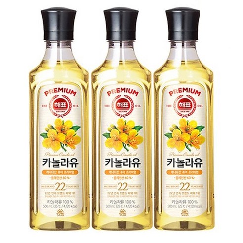 사조대림 해표 카놀라유 500ml X 3병 식용유, 3개