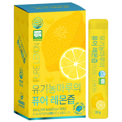 유기농마루의 퓨어 레몬즙 스틱, 15개, 20g