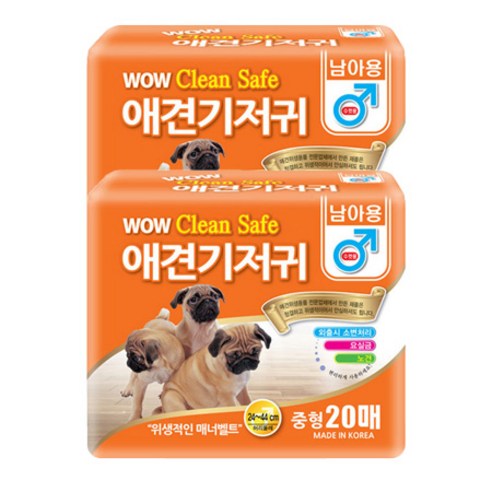와우 크린세이프 반려견 기저귀 수컷 20p, 중형, 1개