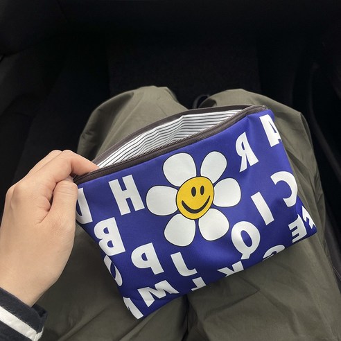 84x84 블루레터링 화장품 다용도 파우치