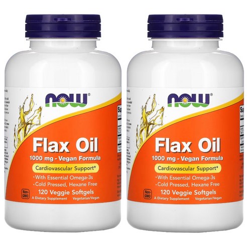 나우푸드 대마종자유 햄프씨드 아마씨 오일 Flax Oil 1000mg 120x2개 240 베지캡슐, 2개