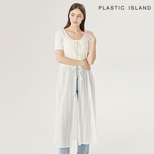 [정품매장] 플라스틱아일랜드 캐주얼 데일리 원피스 레이스 오픈 끈 레이어드 뷔스티에 (PQTWO022)