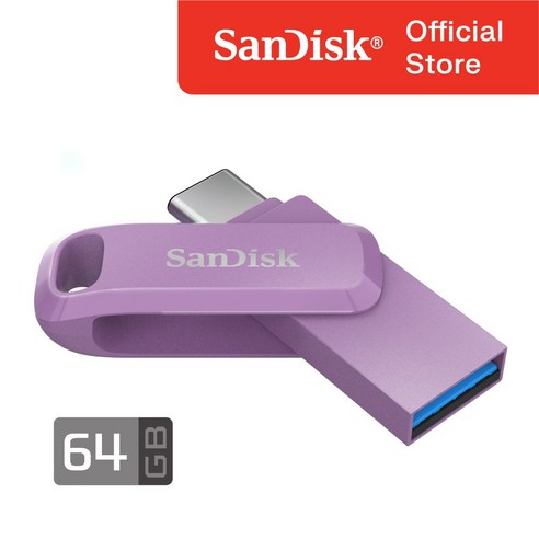 샌디스크 정품 울트라 듀얼 드라이브 고 64 GB 기가 SDDDC3 라벤더 퍼플 OTG, 1개