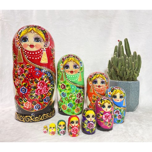 러시아전통 마트료시카(Matryoshka) 10단 중첩 네스팅인형, 스타일 A
