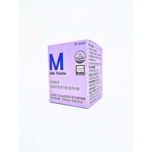 닥터트루 프리미엄 유기농 밀크씨슬 1000mg x 30정, 1개