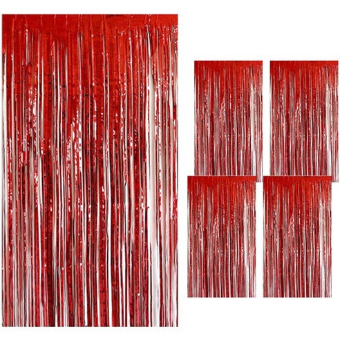 퍼투 컬러풀 파티커튼 100 x 200cm, 5개입, 레드