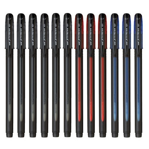 유니 제트스트림 캡식펜 0.7mm SX-101-07, 3색 혼합, 12개
