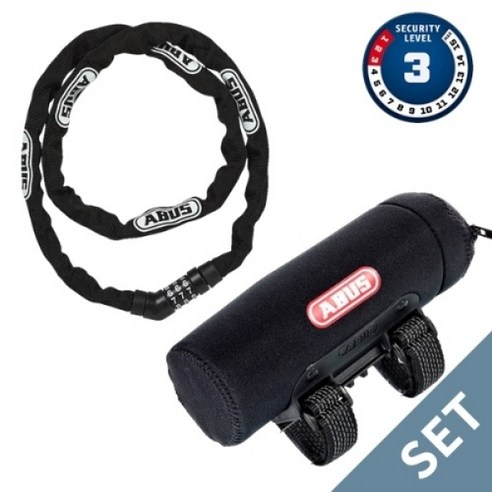 Abus 자물쇠 4804c 체인락 110cm + ST 2012, 블랙