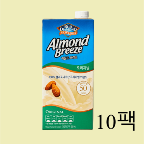 아몬드 브리즈 오리지널 아몬드두유 견과류 두유 대용량 저칼로리, 230ml, 10개