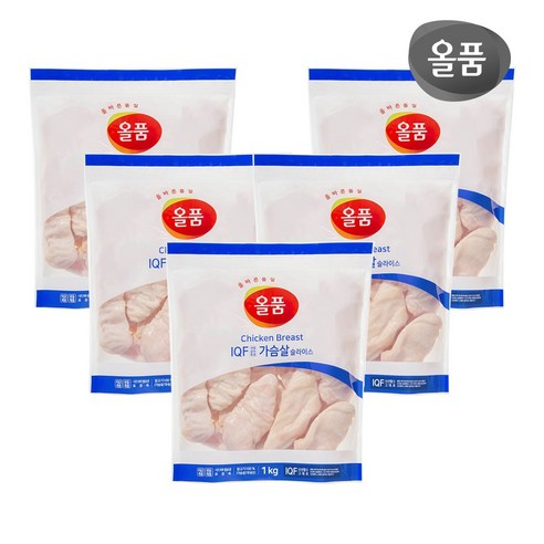 올품 IQF 닭가슴살 슬라이스 1kg 5봉  5개