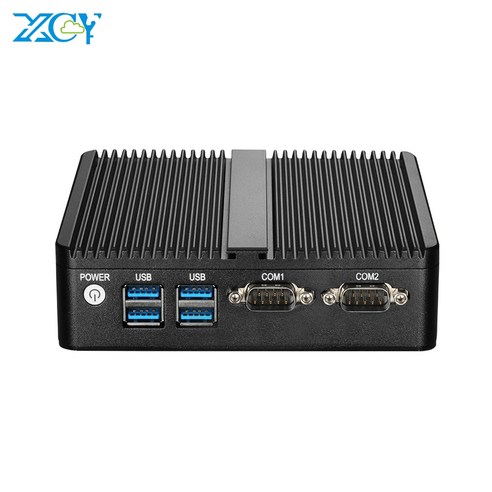 XCY-미니 PC 인텔 셀러론 J4125 쿼드코어 2x RS232 듀얼 이더넷 300M WiFi HDMI VGA 4 * USB 팬리스 산업용 IPC 윈도우즈 10, 01 4G RAM 64G SSD WiFi, Celeron 2955U DDR3L