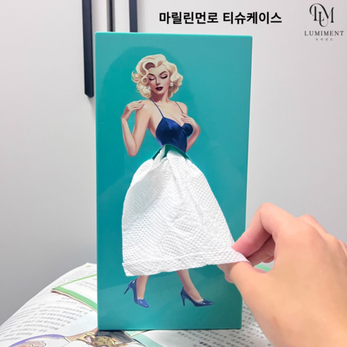 루미먼트 신형2.0 마릴린먼로 아트 각티슈 케이스 생일선물 집들이선물 개업선물, 1개, 페일 블루