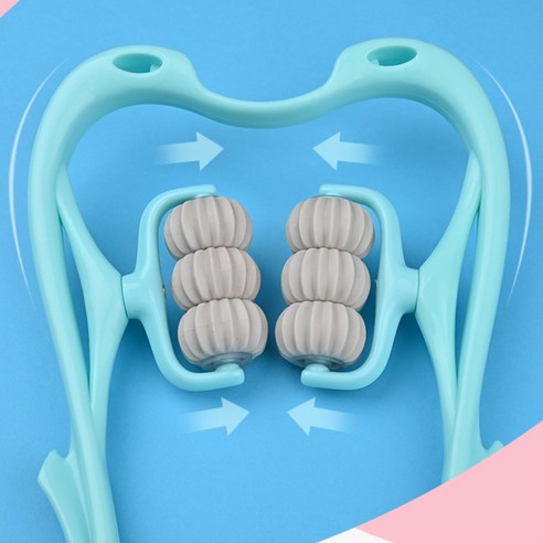 데일리공감 주물넥 지압 마사지기 휴대용 셀프 목 승모근 롤러마사지기 지압기 스트레칭 목 어깨 마사지기, 주물넥 핑크, 핑크