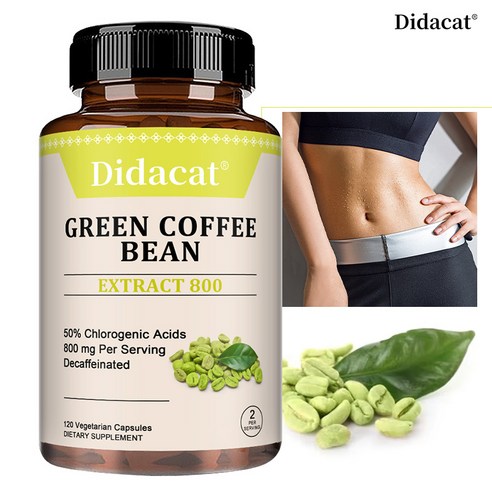 녹두 원두 추출물 보충제 - 800mg, 50% 클로로겐산, 체중조절, 에너지 보충, 항산화 - 채식, non-GMO, 1개, 120회분