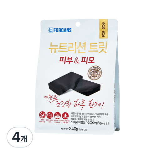 포켄스 강아지 뉴트리션 트릿 영양제, 피부/피모, 4개