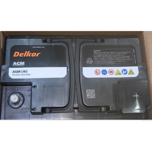 델코 AGM LN3 70AH 자동차 배터리 차량용 배터리 I30 GD 그랜저HG 코나(디젤) K3 K5 쏘올 카렌스 말리부 QM5 SM5 QM6 SM6, 폐배터리반납, 공구대여안함, 1개