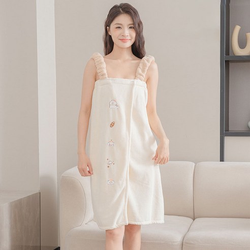 Ethel 여성 샤워가운 골프샤워가운 목욕가운 골프가운, 1개, 베이직 화이트