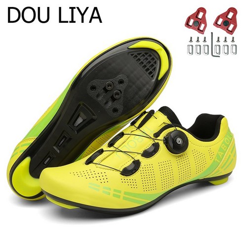 DOULIYA 2022 로드용 클릿슈즈 스포츠/레져 자전거 자전거 신발, 43(275mm), 노랑 로드 with clit