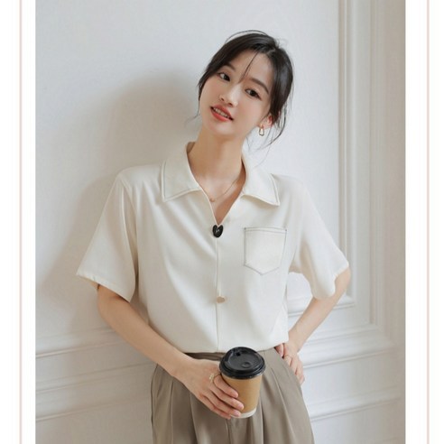 양승인터내셔날 하트 포인트 여름 반팔 블라우스