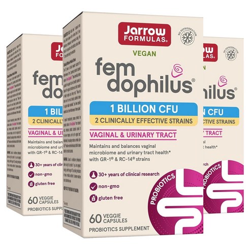 재로우 우먼 펨-도필러스 유산균 10억 베지테리안 캡슐, 60정, 3개 60정 × 3개, 개당 캡슐/정 × 수량 섬네일