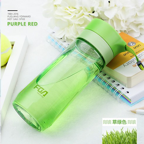 필터가있는 공간 컵 500ml 남녀 차 컵 휴대용 플라스틱 크리 에이 티브 학생 스포츠 컵, 초록
