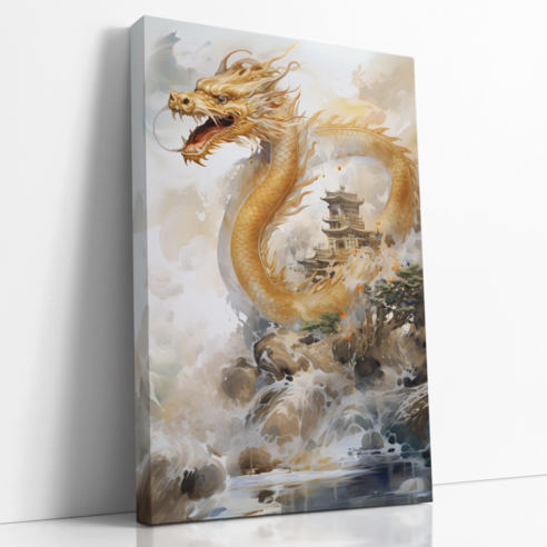 아트앤코 돈들어오는 용 그림 재물가득 부자되는 풍수지리 캔버스 액자, AT3051 부귀 황금용-안티쿠스