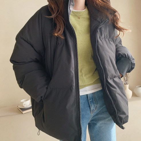 BLANC# 하이퀄리티 오버핏 웰론 하이넥 숏패딩
