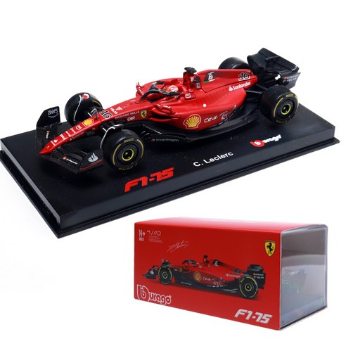 브라고 1:43 포뮬레이싱 미니카 페라리 F1-75 (2022) #16 레이싱카 자동차다이캐스트 키덜트 수집