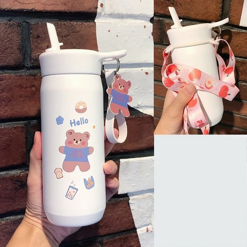 휴대용 보온 텀블러, 곰/360Ml 펜던트 스트랩, 하나