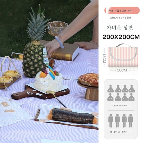 DFMWI.피크닉 매트.Picnic mat.--피크닉 매트 방습 매트 봄나들이 매트 피크닉 패드 야외 휴대용 매트 방수 야취평 비치 패드, 작은당면2X2