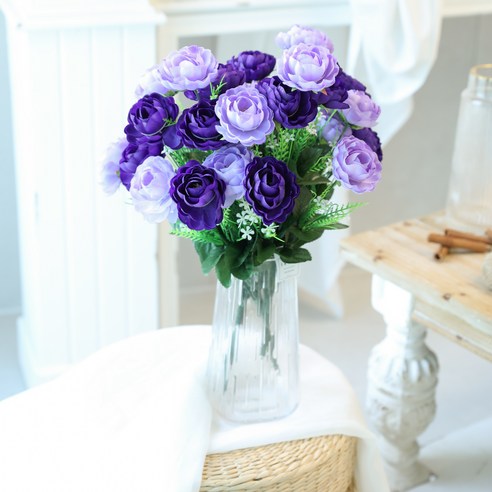 성묘 고급 조화 장미 꽃다발 로즈나난 3P 세트, 크림 3P, 3개