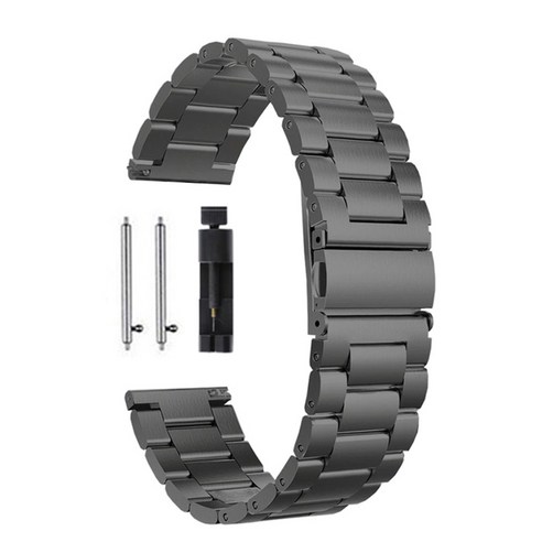 삼성 갤럭시 워치 4 3 액티브 기어용 20mm 22mm 메탈 스트랩, 검게