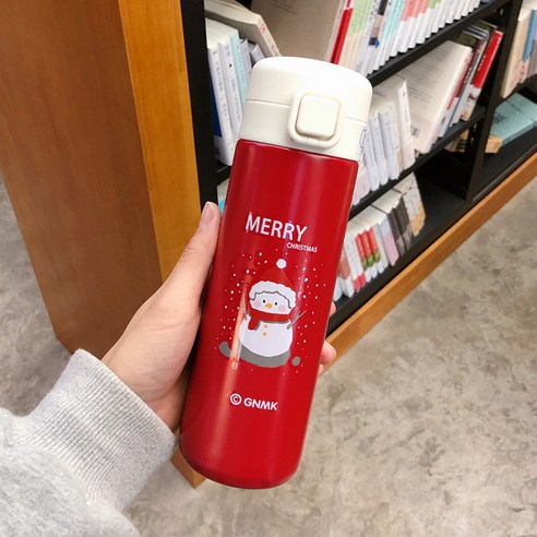 smy크리스마스 보온병 컵 여성 학생 크리스마스 이브 선물 컵 엘크 노인 귀여운 한국어 모리 간단한 컵, 색깔8, 하나