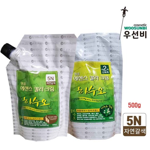 명품 에센스 새치 칼라 크림 하수오 염색약 500g 1제+2제 모음3, 진한갈색 - 4N