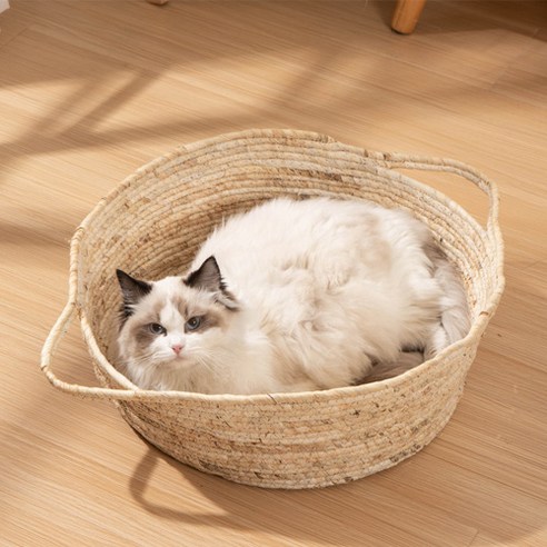 미란다 고양이 라탄바구니, 대형 47x15cm