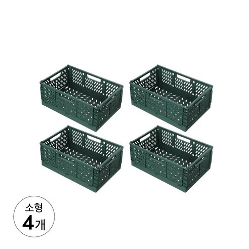 풀템 접이식 다용도 정리함 폴딩박스, 소형, 딥그린, 4개