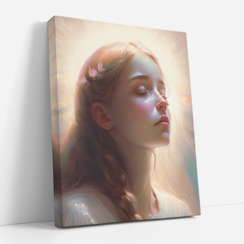 아트앤코 인테리어 캔버스 액자 50x40cm, 기도하는 소녀와 영원의 빛