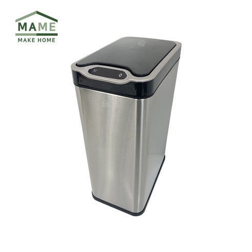 MAME 편리한 스마트 자동 센서 스텐 휴지통, 실버, 1개