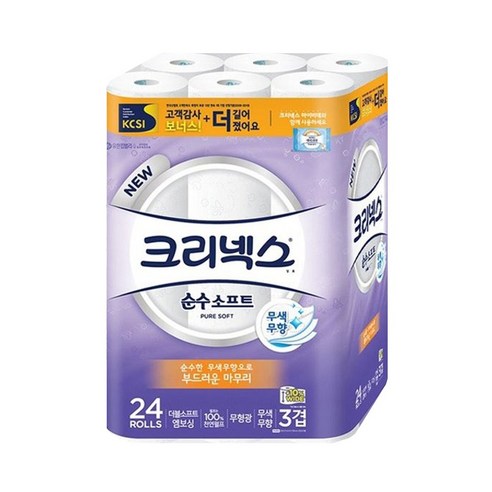 크리넥스 순수소프트 3겹 27M 24롤 롤화장지