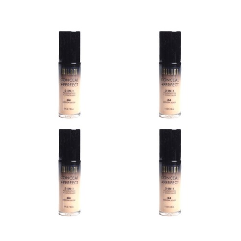 밀라니 컨실 +퍼펙트 2-in-1 파운데이션 + 컨실러 30ml, Medium Beige, 4개