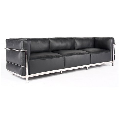 LC3 3인 최고급형 가죽소파 이태리산 아닐린가죽 르코르뷔지에 김나영 오리털소파 재고보유, 블랙